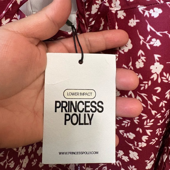 Princess Polly Burgundy Floral Mini Dress,Size 4 - Picture 5 of 11